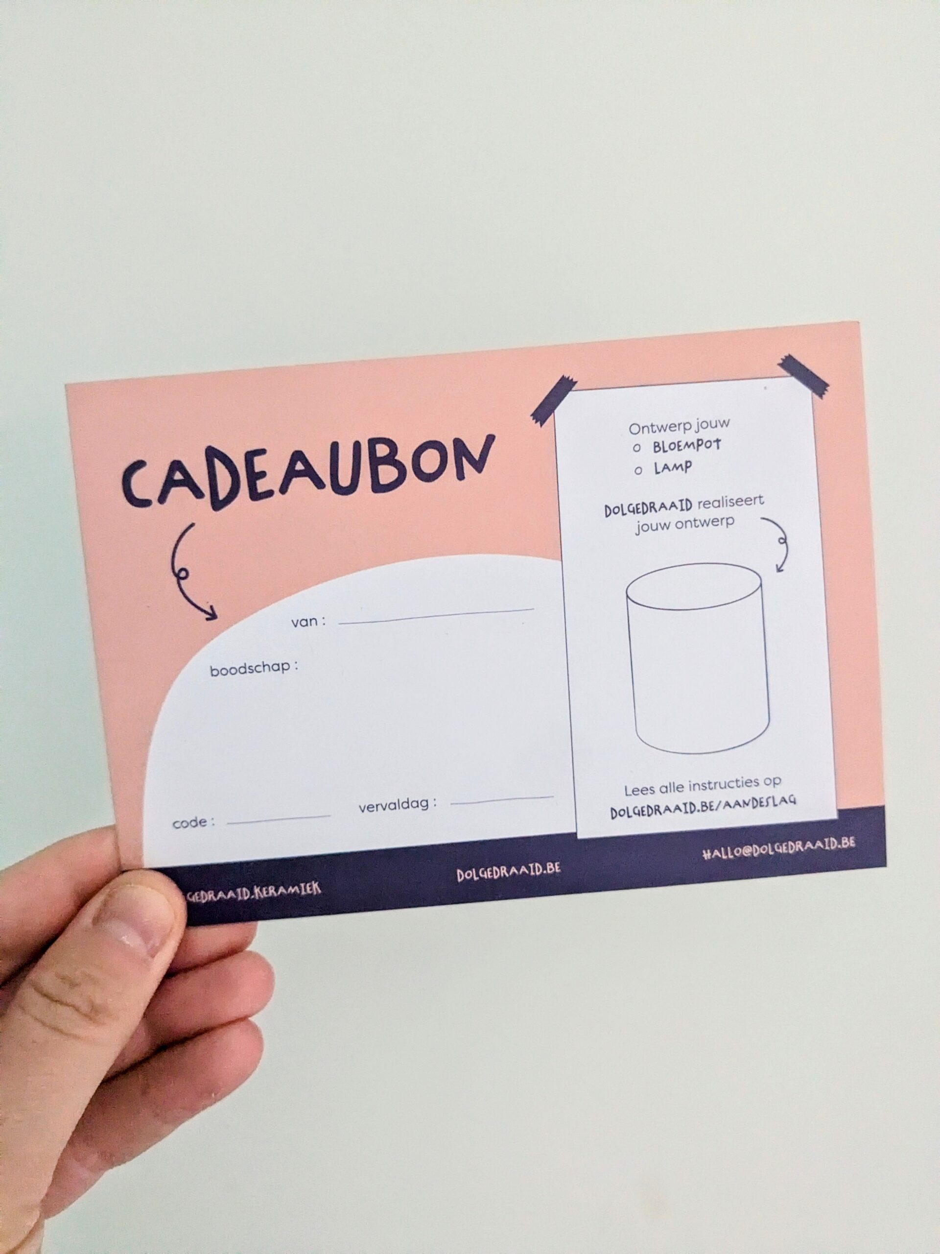 Cadeaubon | lamp of bloempot die de ontvanger zelf ontwerpt